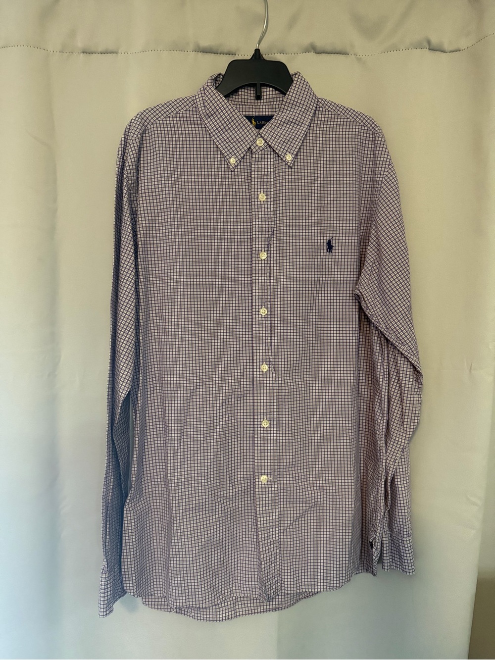 Ralph Lauren Purple and White Micro-Check Button-Down Shirt